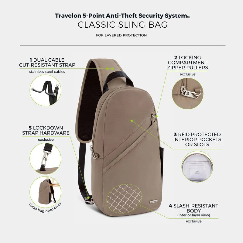 Travelon Anti-Theft Classic Sling Bag