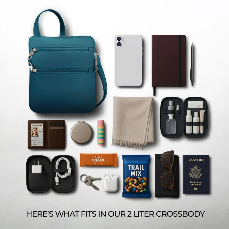 Travelon Anti-Theft Classic Slim Double Zip Crossbody