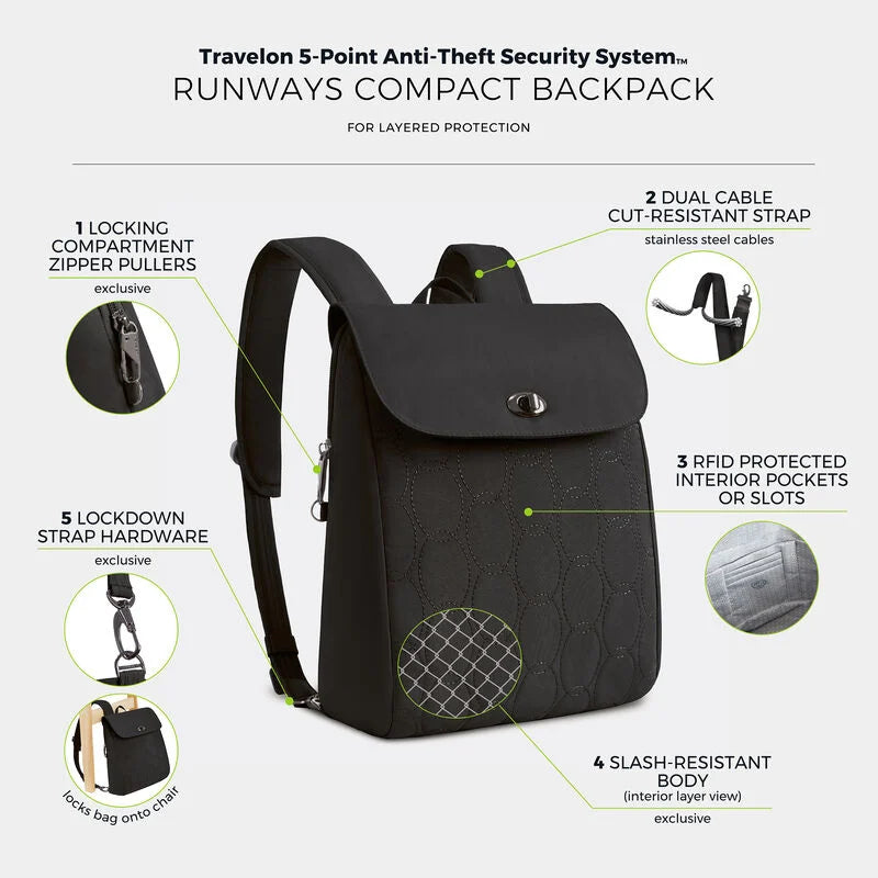 Travelon Runways Anti-Theft Compact Backpack