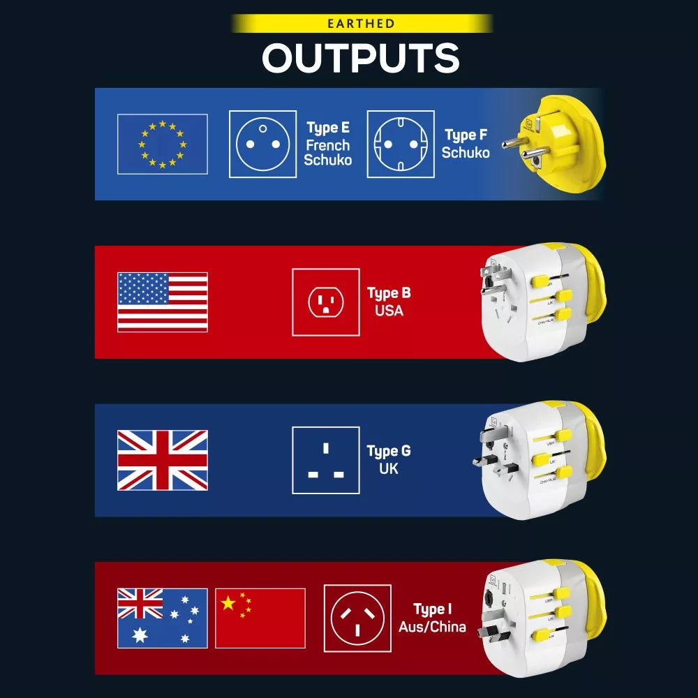 Design Go Worldwide Adapter + Twin USB-A