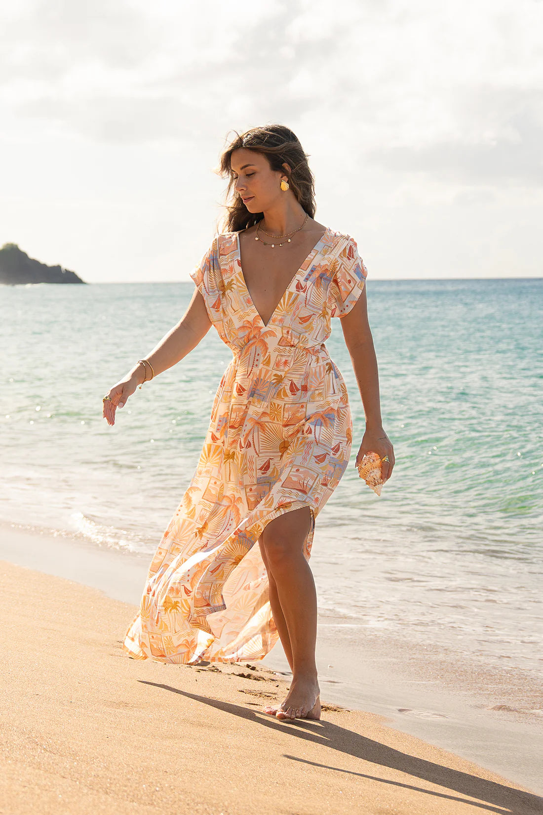 XIX Palms POSTCARD Cross-Back Resort Maxi Dress