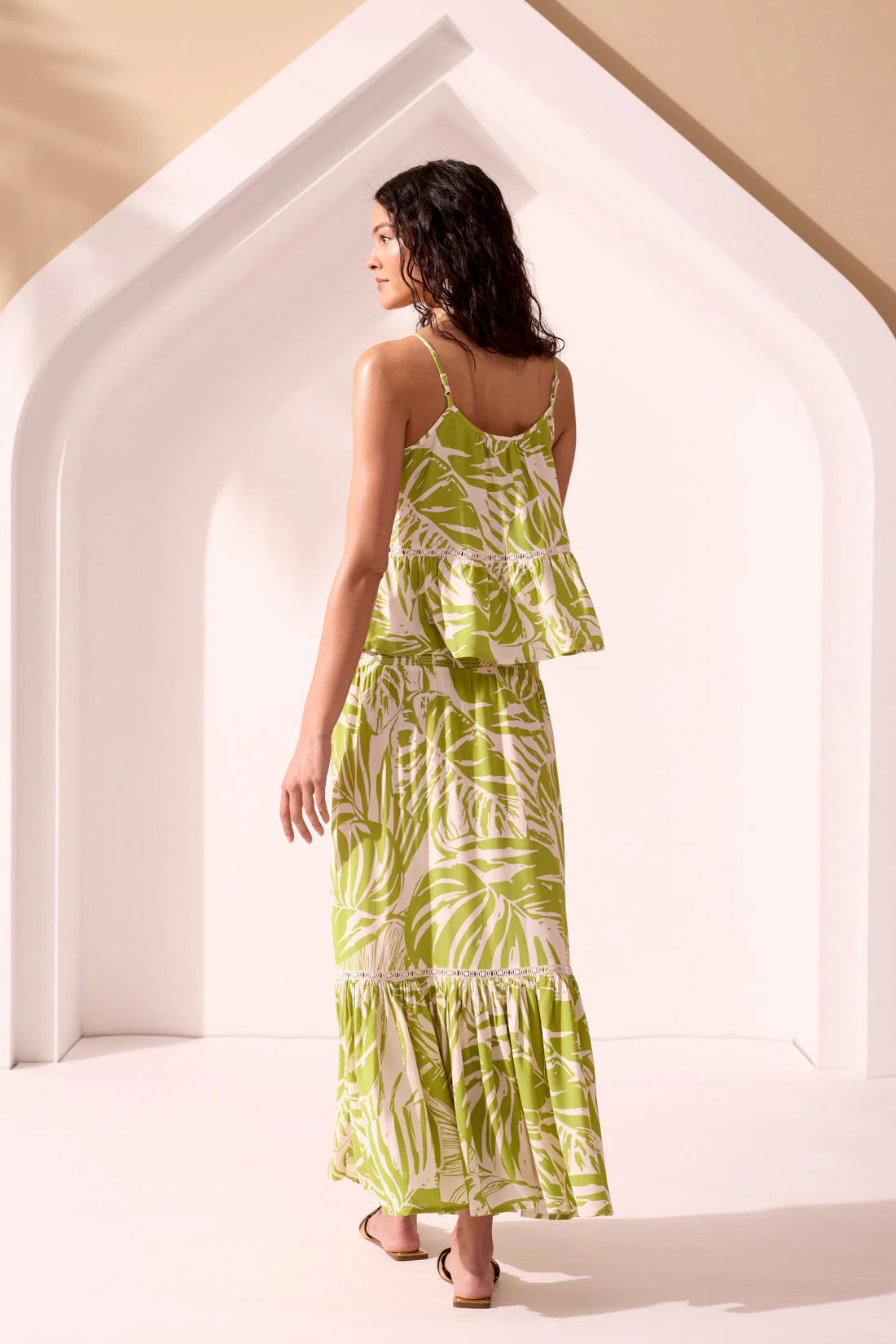 XIX Palms KEY LARGO Eyelet Peplum Flare Cami with Bow Detail