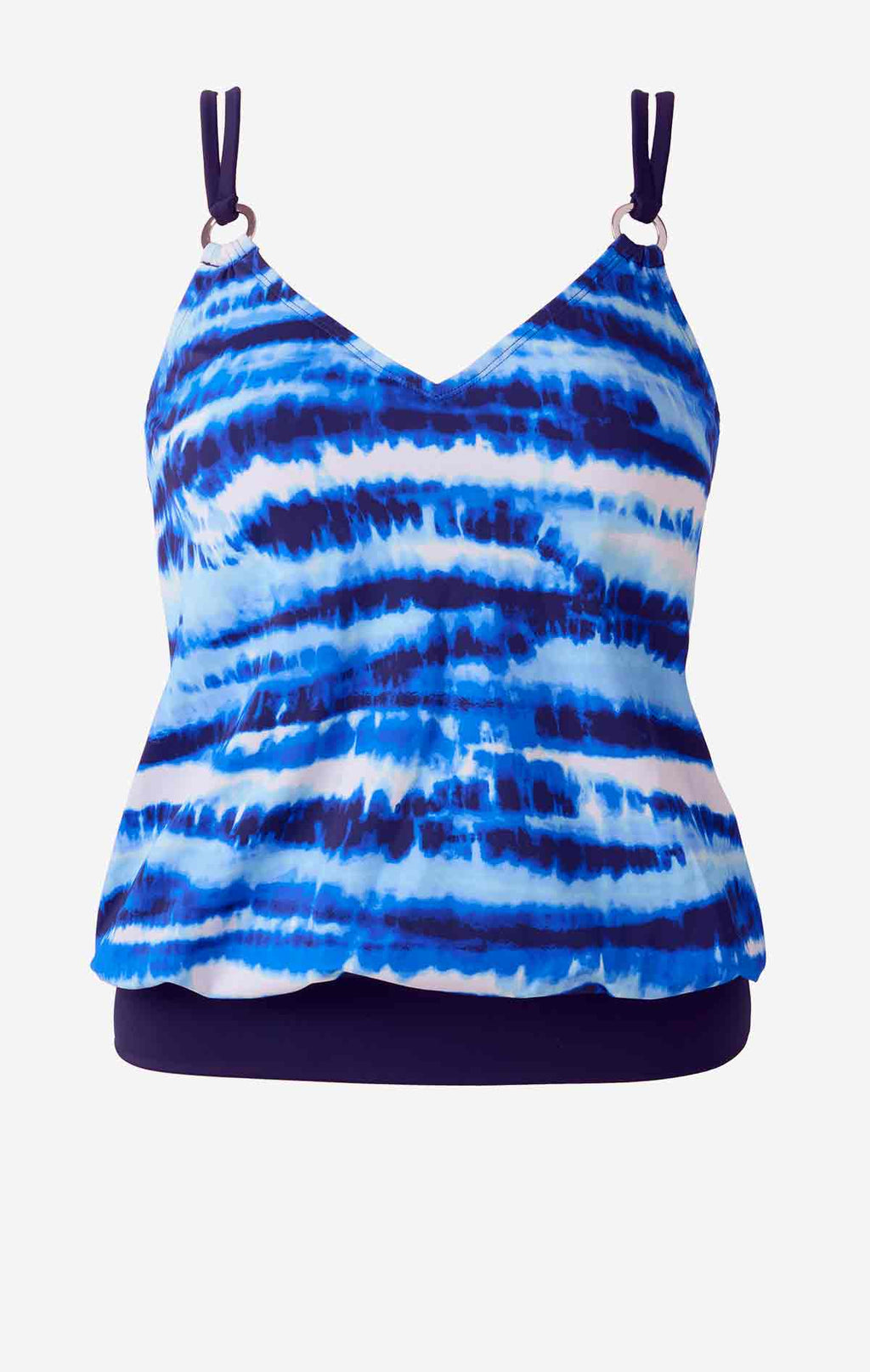 Shape Solver V-Neck Blouson Ring Tankini Top - Tiger Sunrise