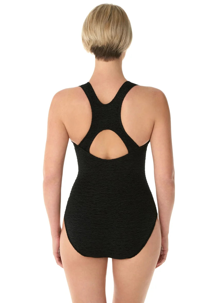 Penbrooke Krinkle Chlorine Resistant Active Back One Piece Swimsuit (D-Cup)