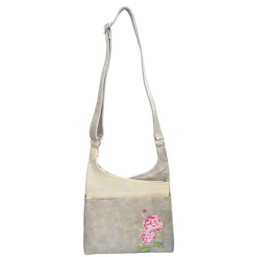 Espe Peony Messenger Crossbody Bag Grey
