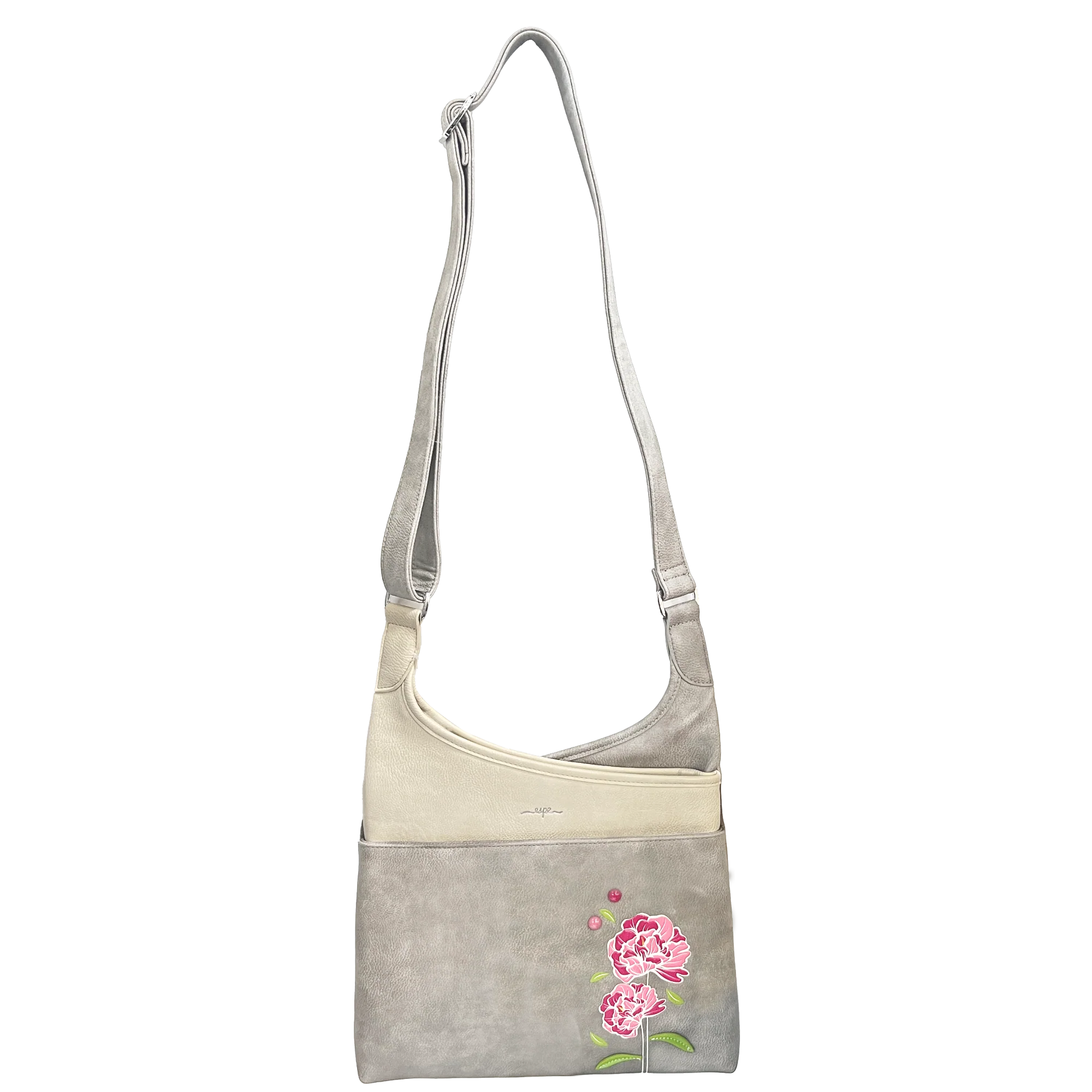Espe Peony Messenger Crossbody Bag Grey