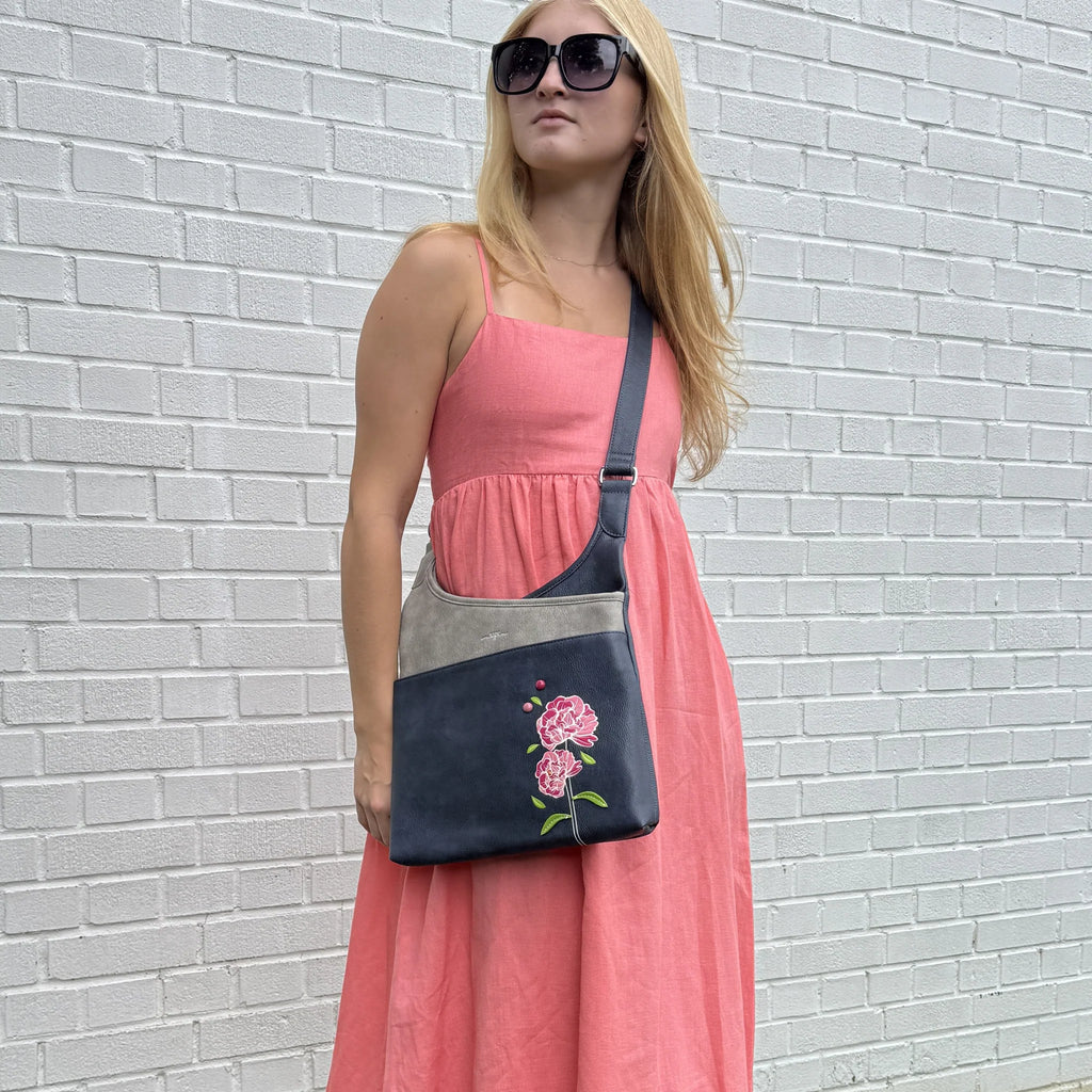 Espe Peony Messenger Crossbody Bag Blue
