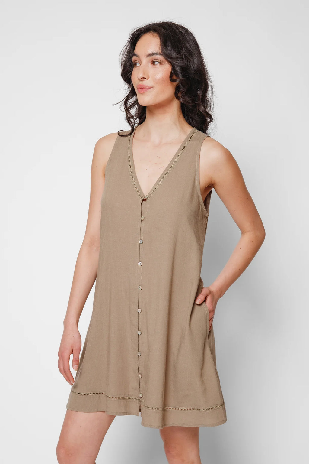 Koy Resort Capri Mini Dress Khaki