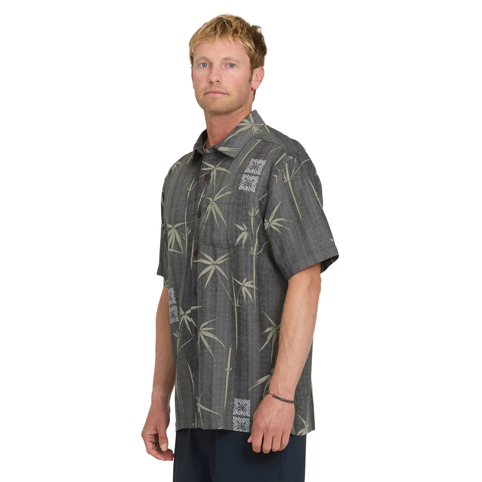 Quiksilver Waterman Bamboo Bay Woven Short Sleeve Shirt Phantom