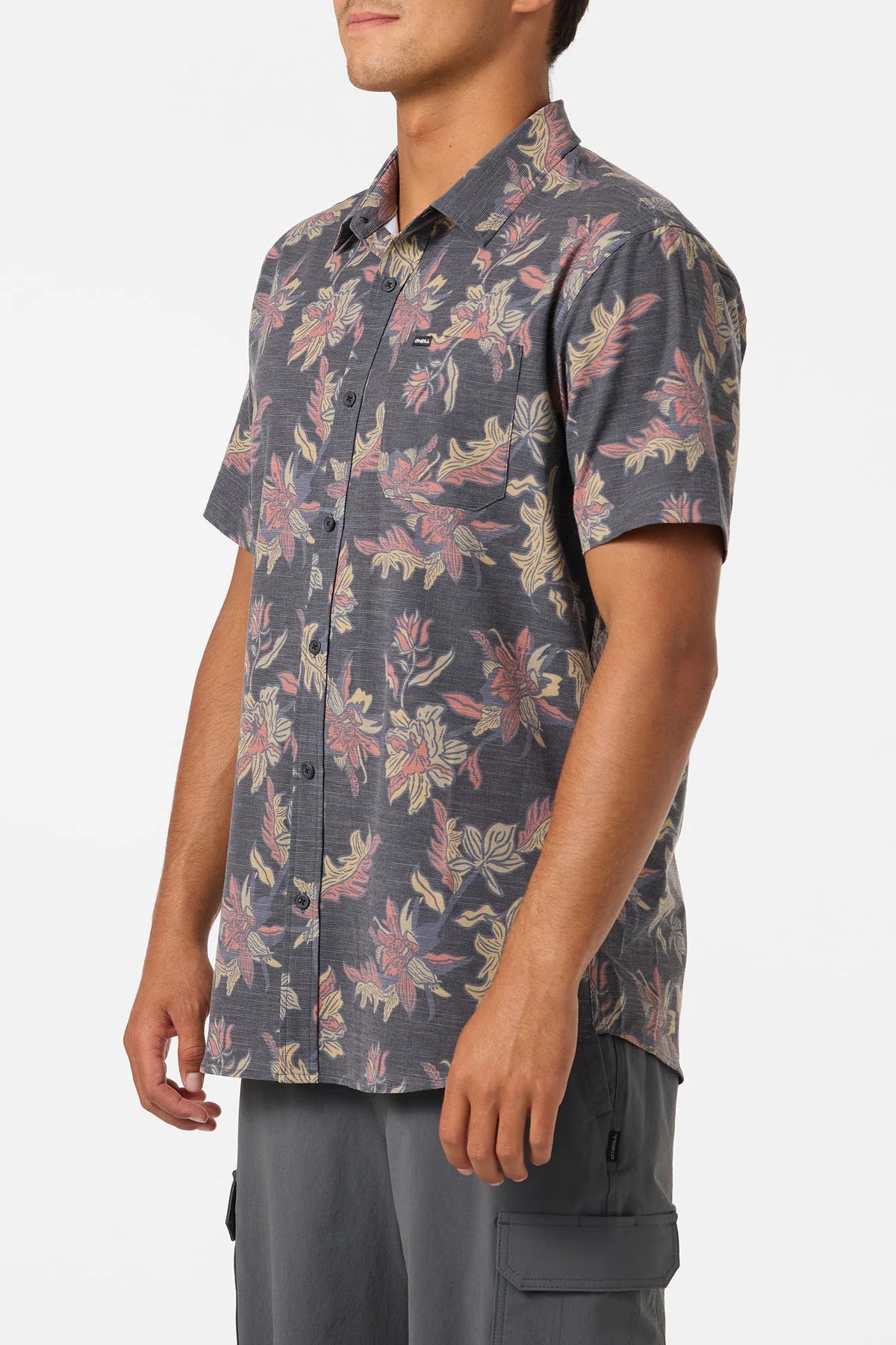 O'Niell UPF Slub Standard Short Sleeve Woven Shirt - Black