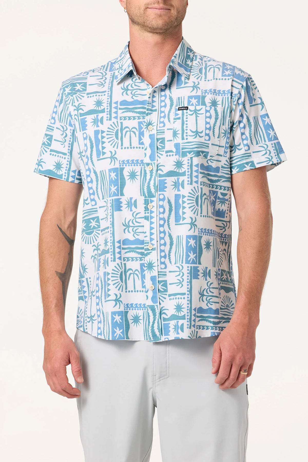O'neill UPF SLUB STANDARD SHORT SLEEVE WOVEN SHIRT Cream