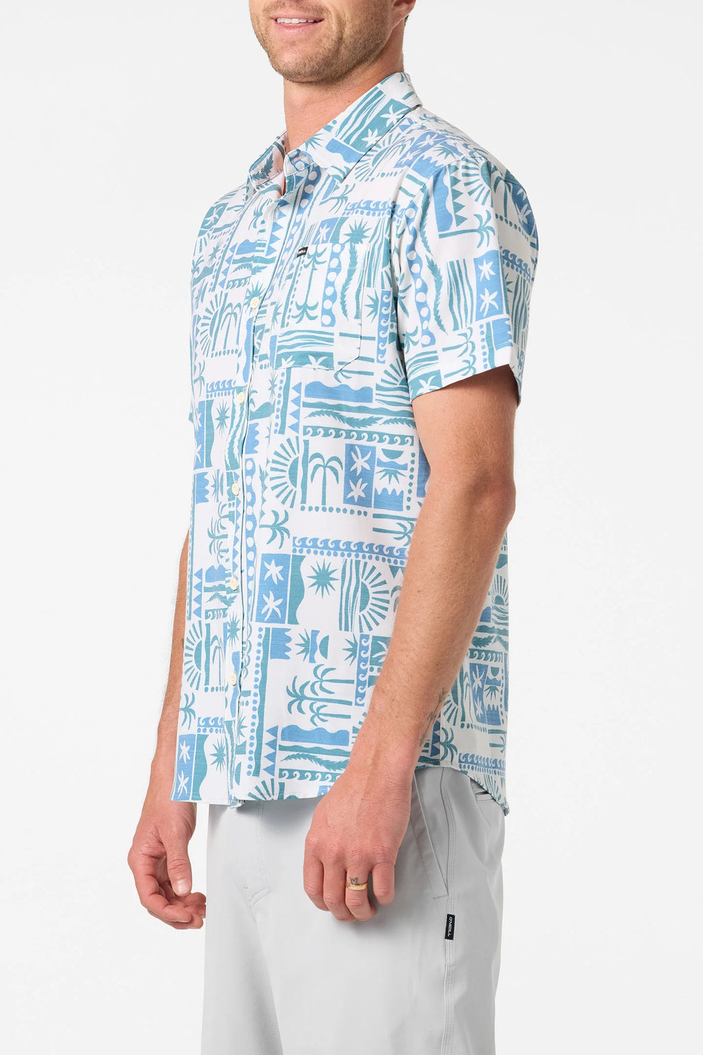 O'neill UPF SLUB STANDARD SHORT SLEEVE WOVEN SHIRT Cream