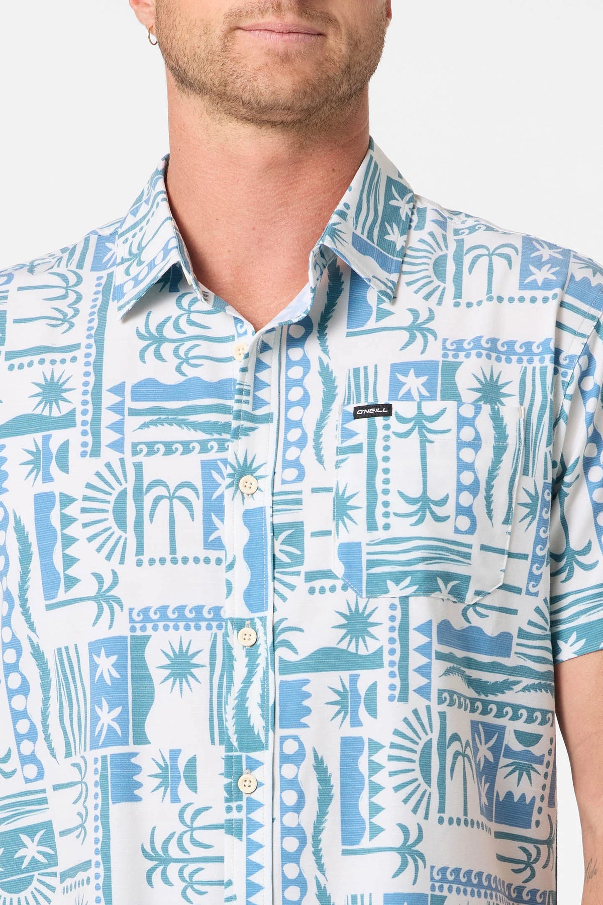 O'neill UPF SLUB STANDARD SHORT SLEEVE WOVEN SHIRT Cream