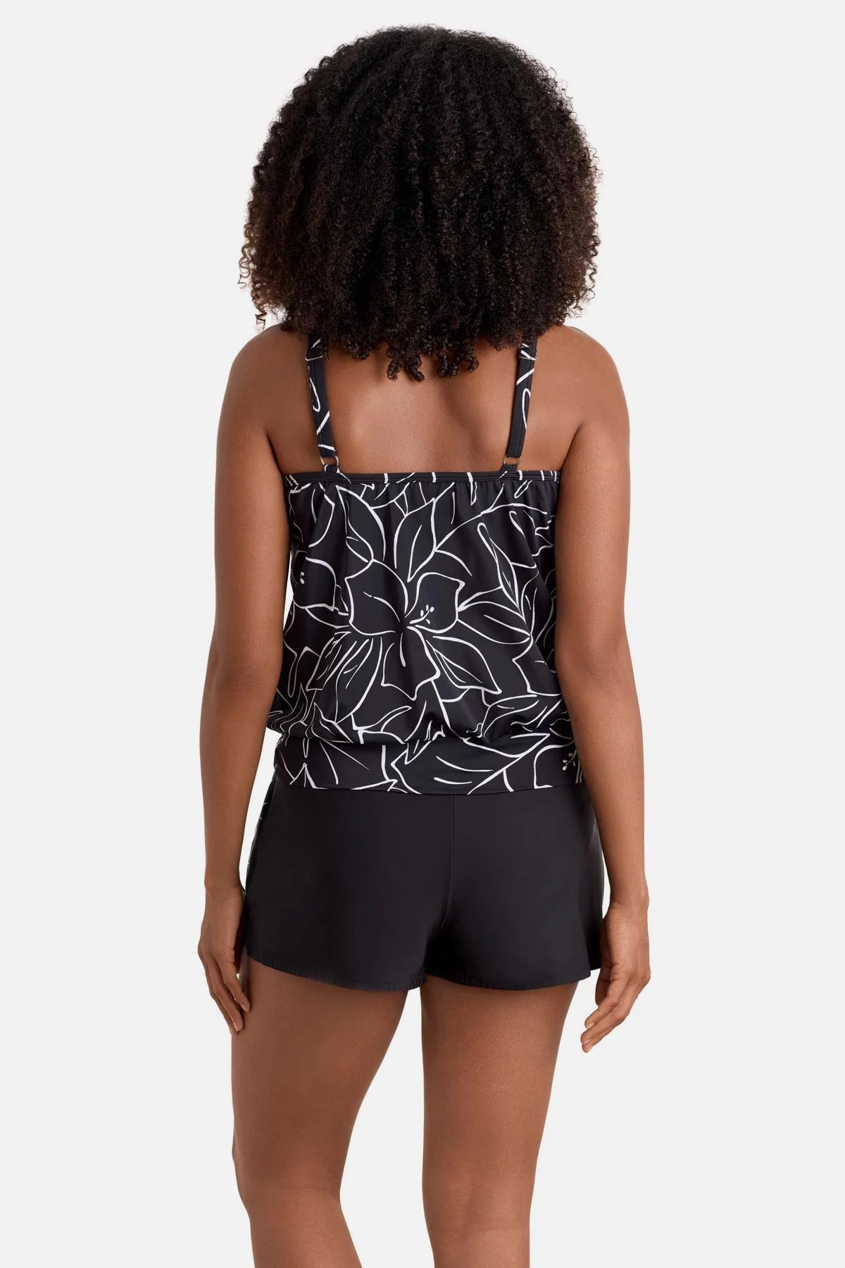 Shape Solver High Neck Blouson Top W/ Mesh Inserts - Floraline