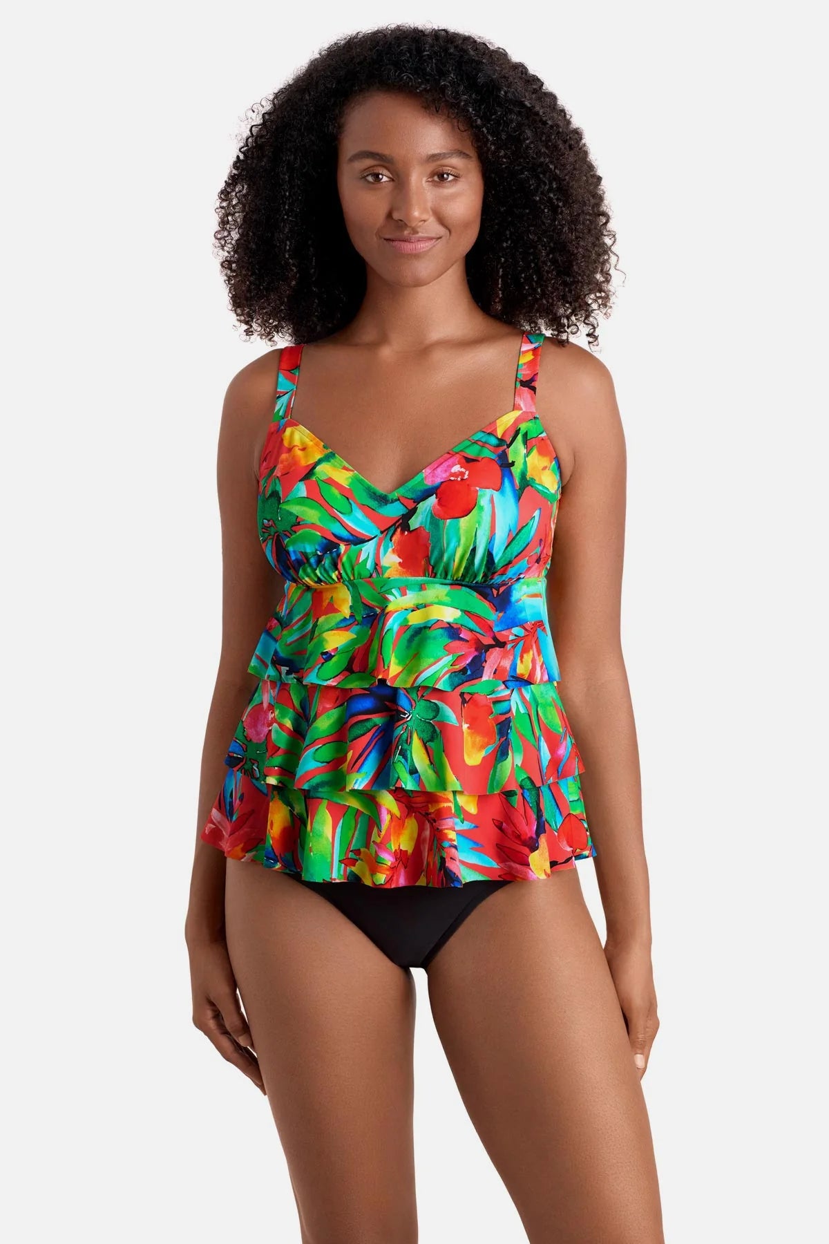 Shape Solver Triple Tier Tankini Top - Cherry Grove