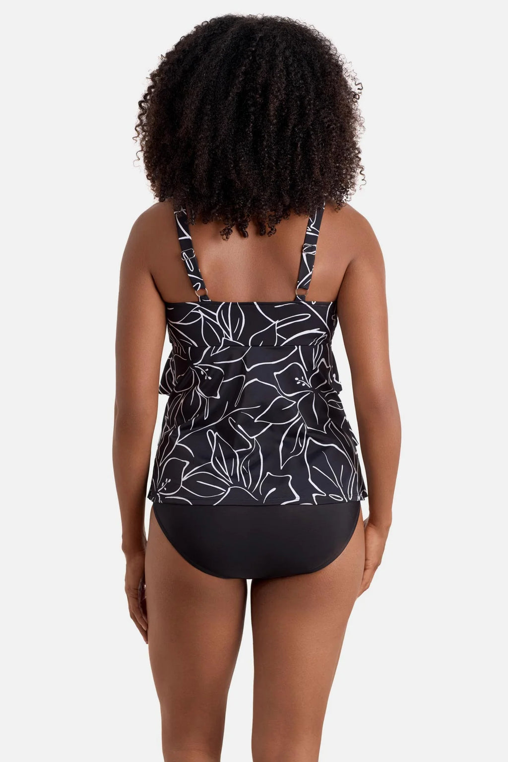 Shape Solver Floraline Triple Tier Tankini Top Black/White