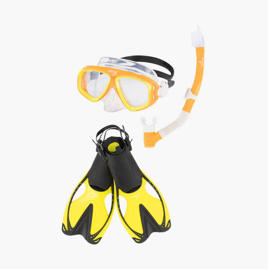 Speedo Adult Adventure Mask, Snorkel & Fin Set Orange