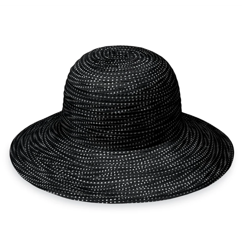 Wallaroo Petite Scrunchie Wide Brim Hat Black/White