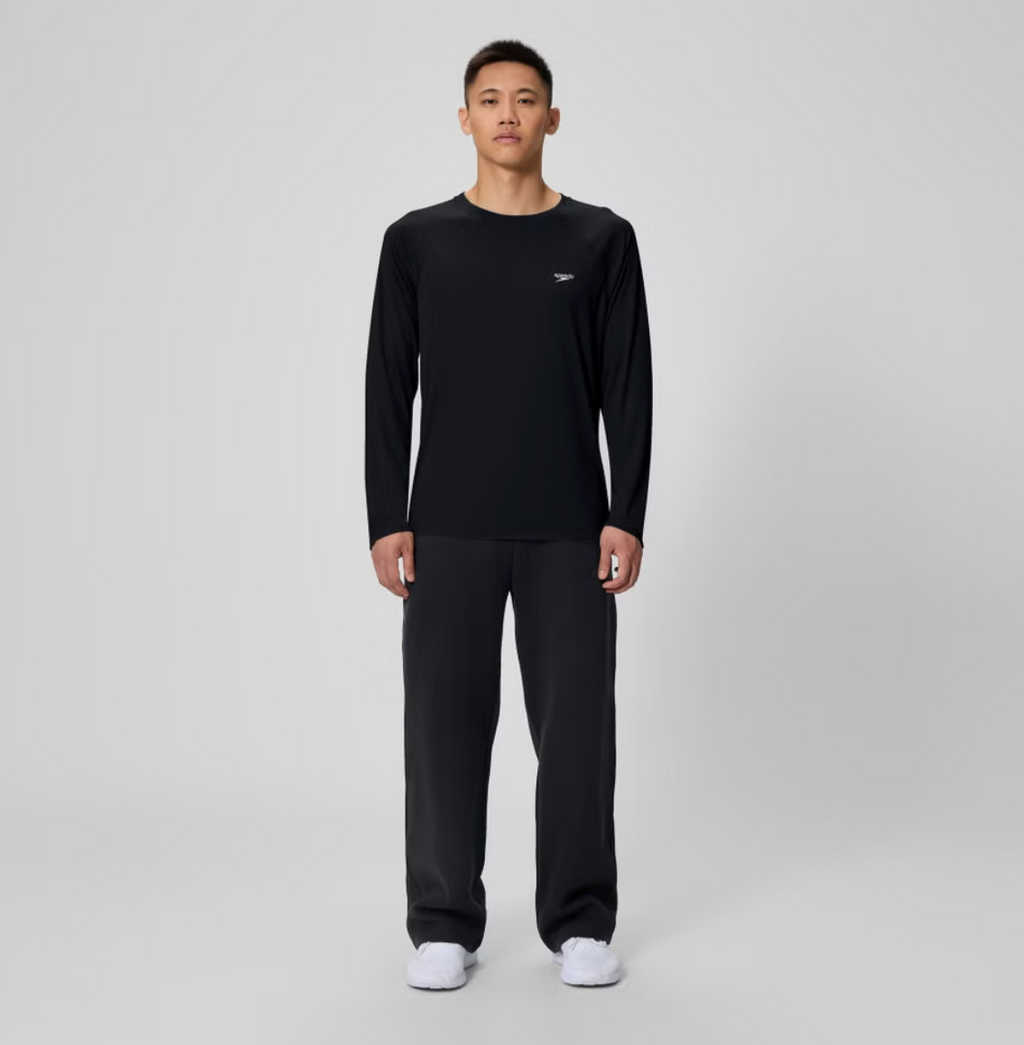 Speedo Men's Easy Solid Long Sleeve Swim Rashguard Black