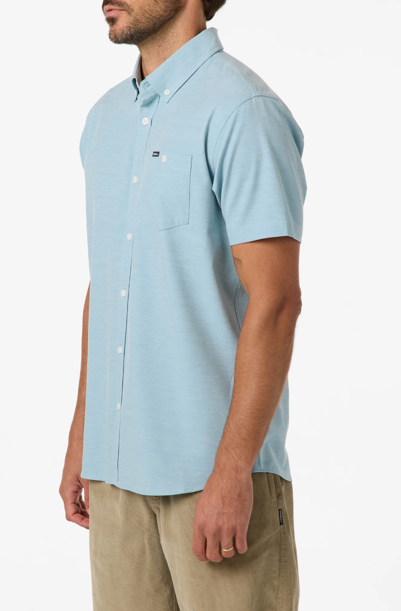 O'Neill Light Check Standard Short Sleeve Woven Shirt - Stone Blue