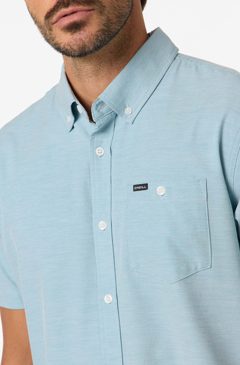 O'Neill Light Check Standard Short Sleeve Woven Shirt - Stone Blue
