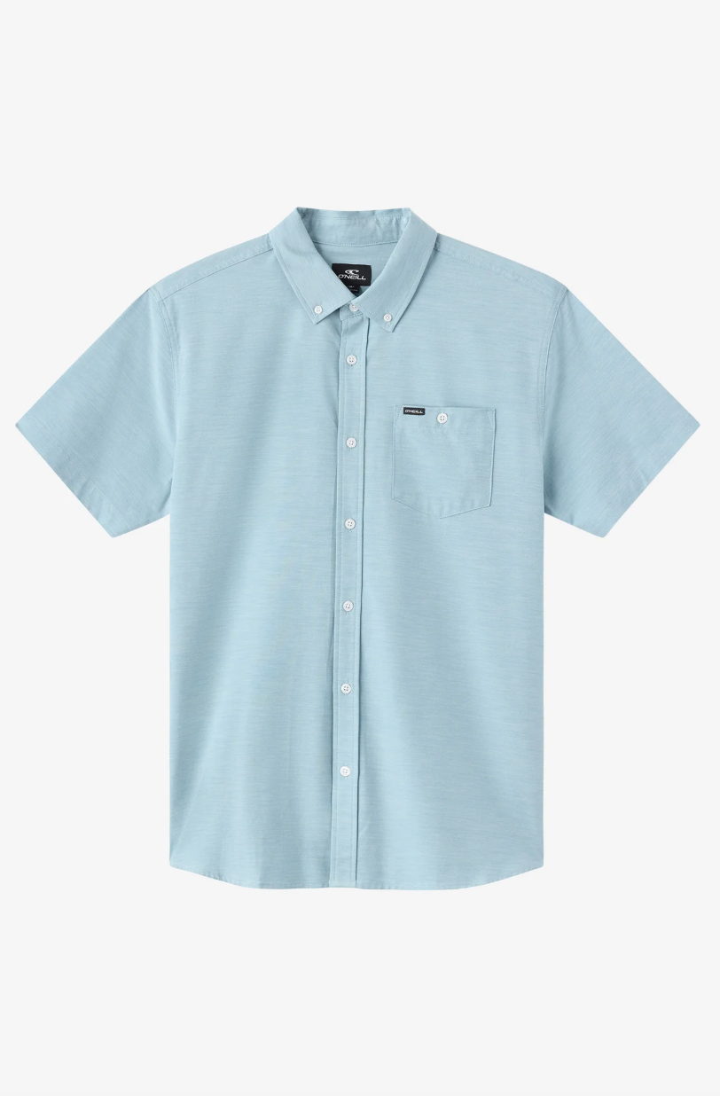 O'Neill Light Check Standard Short Sleeve Woven Shirt - Stone Blue