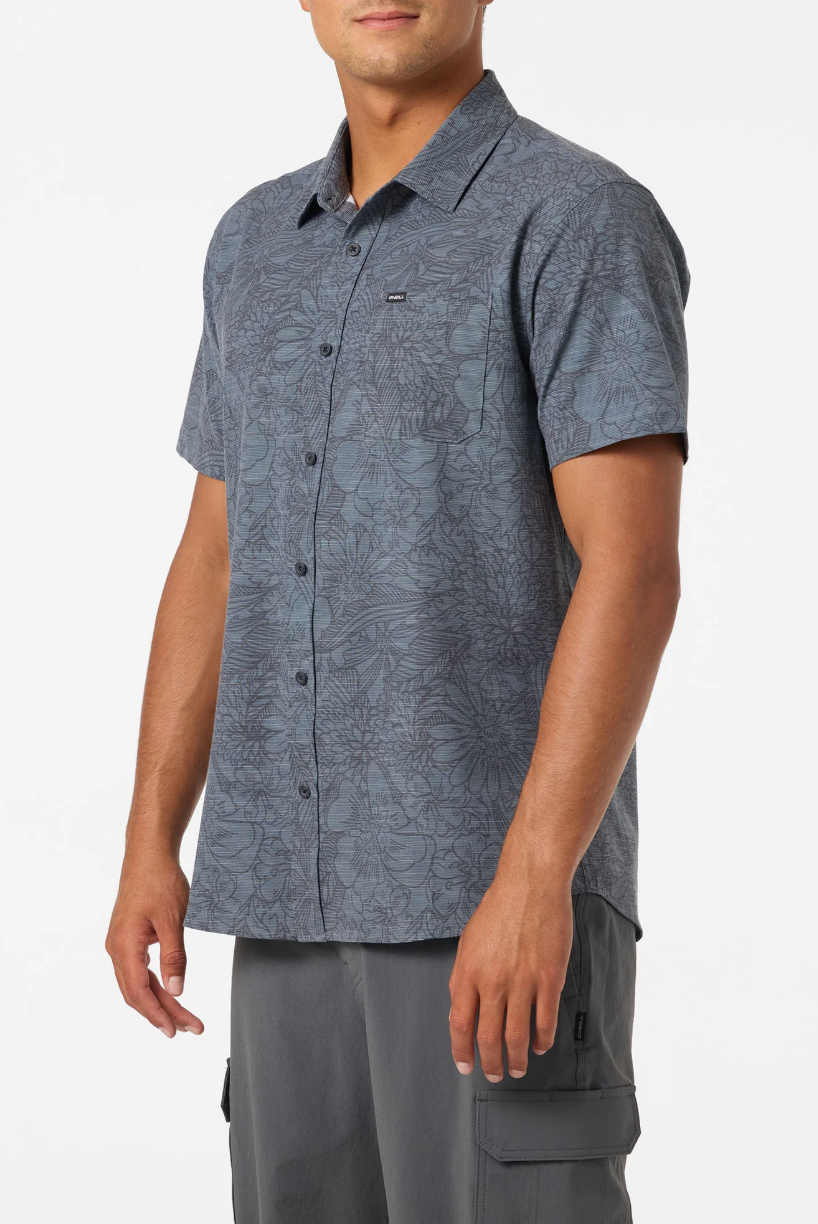 O'neill UPF Slub Standard Short Sleeve Woven Shirt Dark Shadow