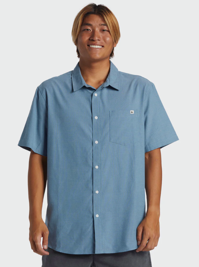 Quiksilver Shoreline Classic Short Sleeve Shirt Blue Shadow