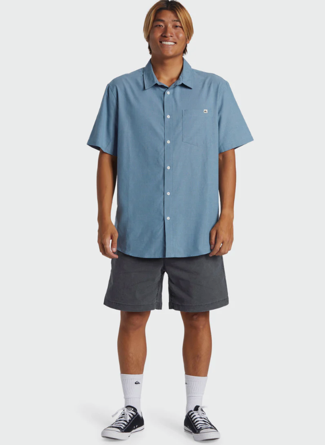 Quiksilver Shoreline Classic Short Sleeve Shirt Blue Shadow
