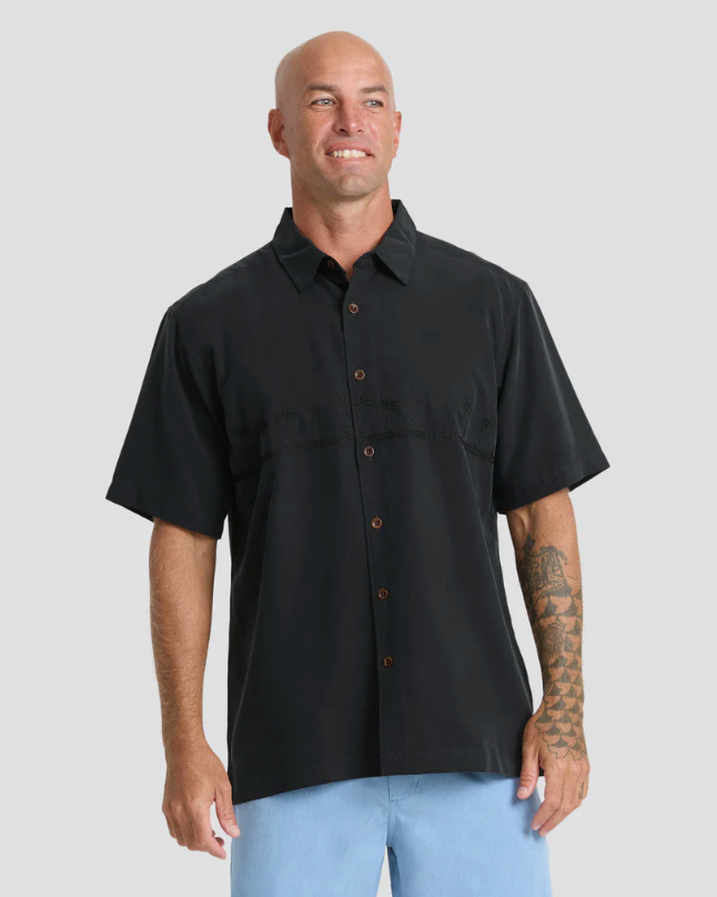 Quiksilver Waterman Tahiti Palms Premium Anti-Wrinkle Shirt Black