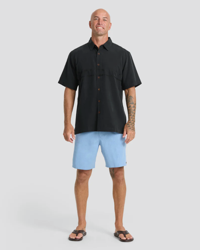 Quiksilver Waterman Tahiti Palms Premium Anti-Wrinkle Shirt Black