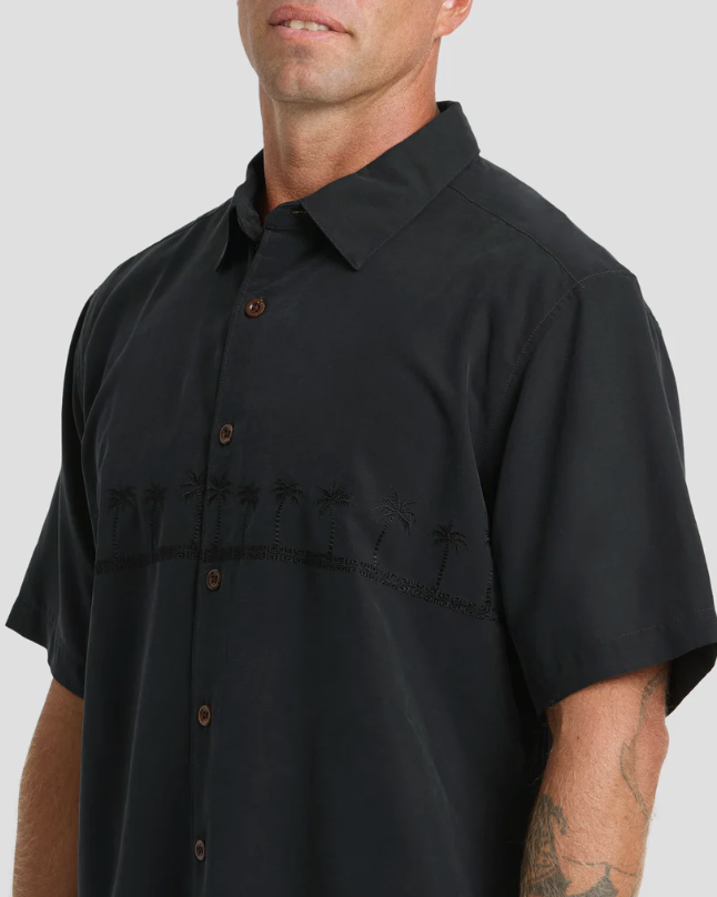 Quiksilver Waterman Tahiti Palms Premium Anti-Wrinkle Shirt Black