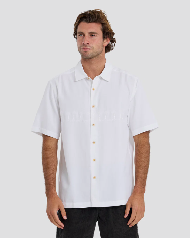 Quiksilver Waterman Tahiti Palms Premium Anti-Wrinkle Shirt White