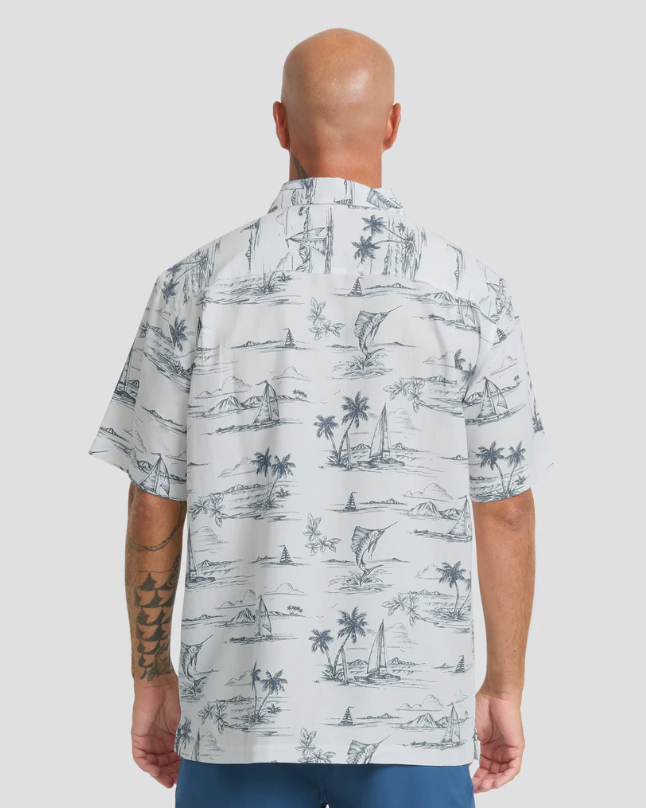 Quiksilver Waterman Sail Away Short Sleeve Shirt Dark Denim