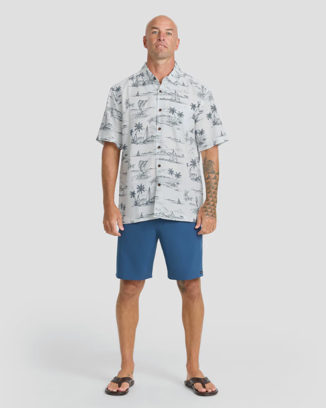 Quiksilver Waterman Sail Away Short Sleeve Shirt Dark Denim