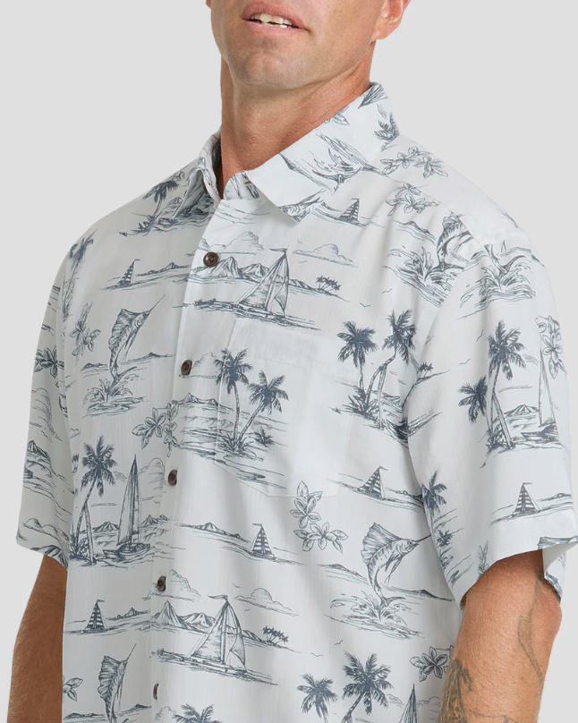 Quiksilver Waterman Sail Away Short Sleeve Shirt Dark Denim