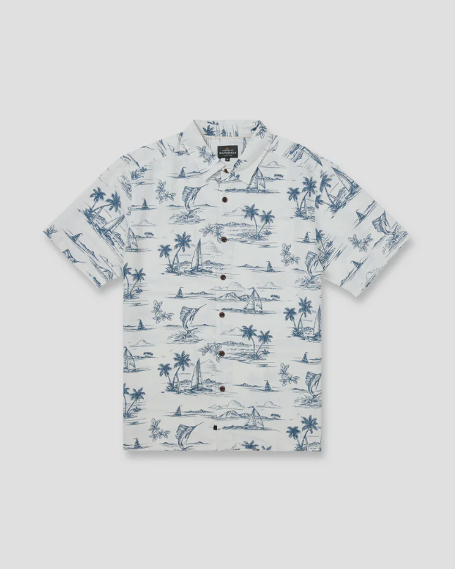 Quiksilver Waterman Sail Away Short Sleeve Shirt Dark Denim