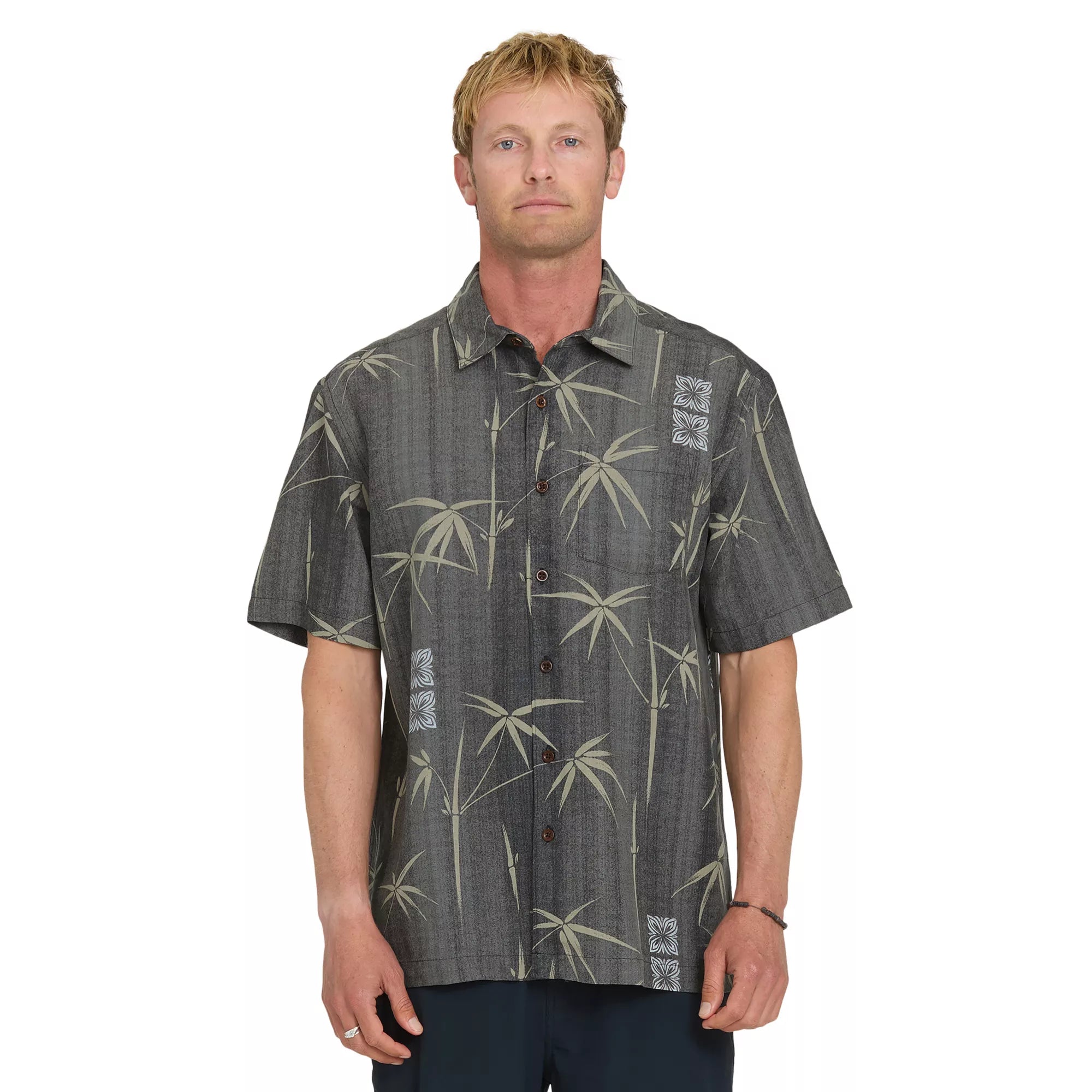 Quiksilver Waterman Bamboo Bay Woven Short Sleeve Shirt Phantom