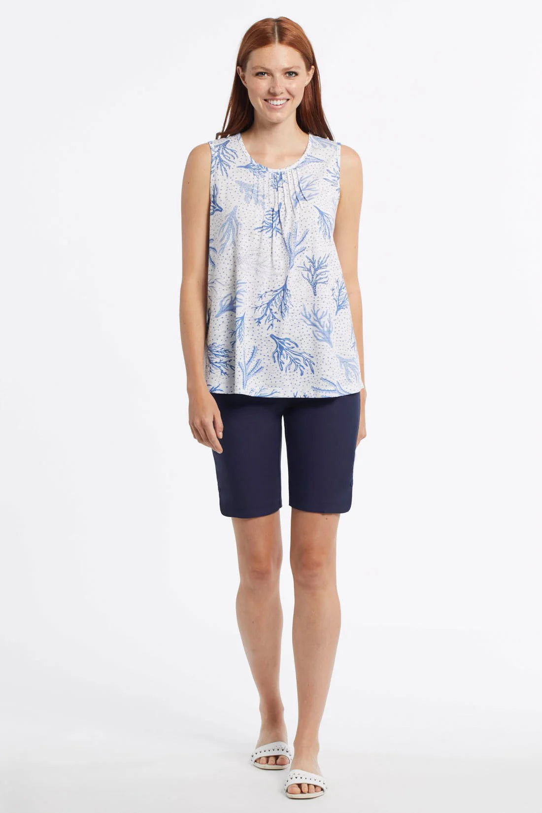 Tribal Sport Flatten It® Tummy Control Pull-On Bermuda Shorts Deep Blue